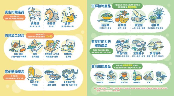 返國時勿攜帶動植物檢疫物入境，並請落實廚餘減量。